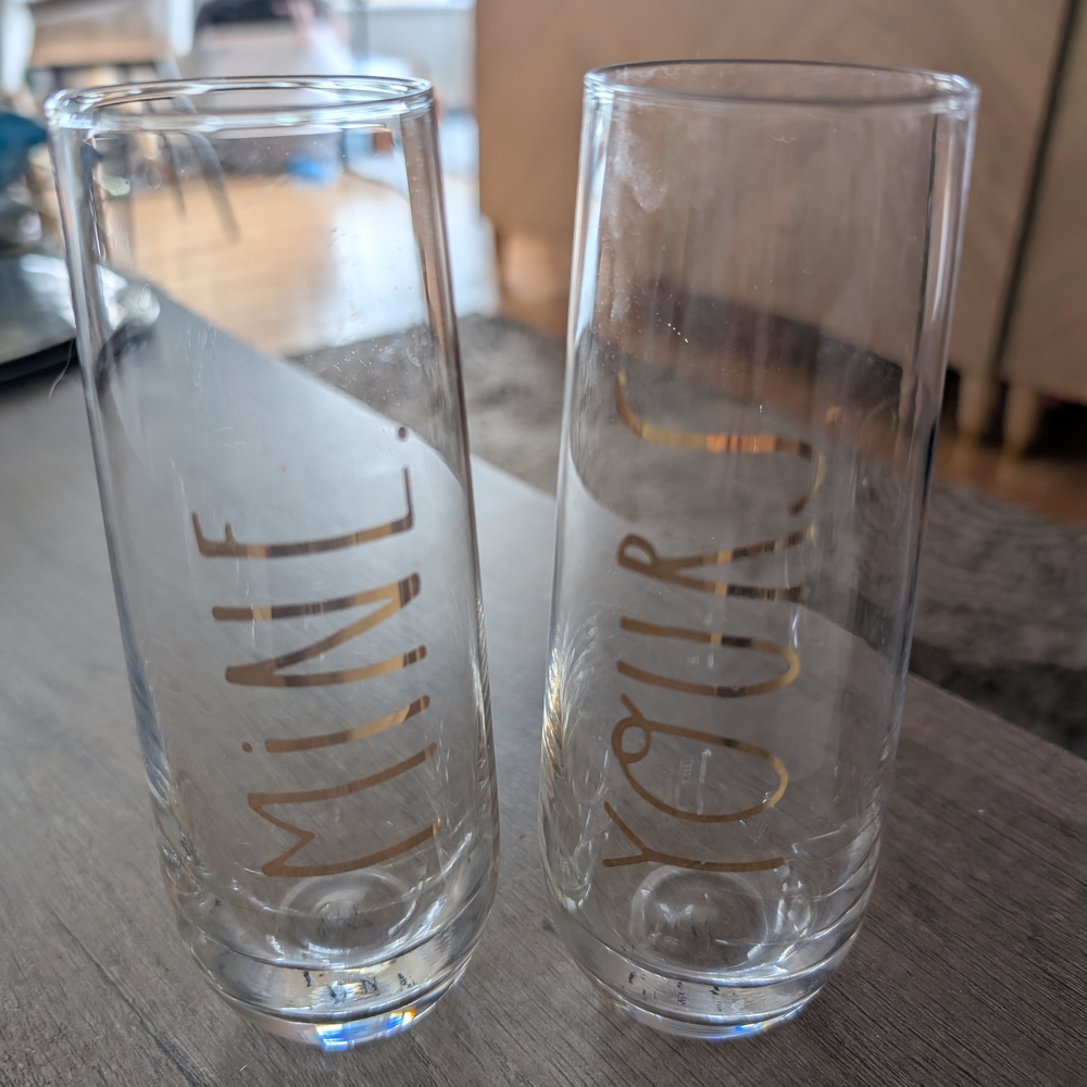 Gold Lettered Champagne Flutes